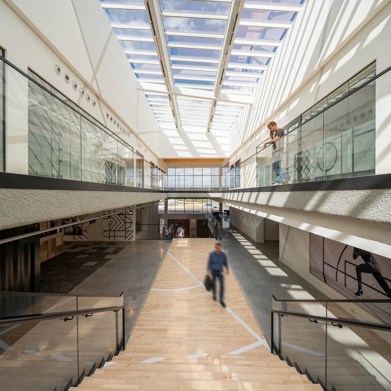 Glass roof system installed in office building